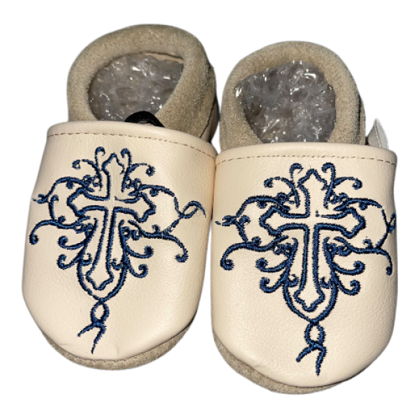 Krabbelschuhe Taufe in beige
