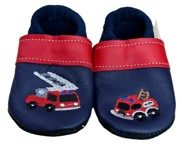 Lauflernschuhe Feuerwehr auf blau