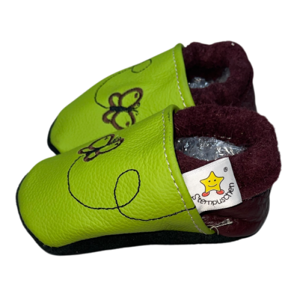 Krabbelschuhe Tiger auf bordeaux mit Latexsohle