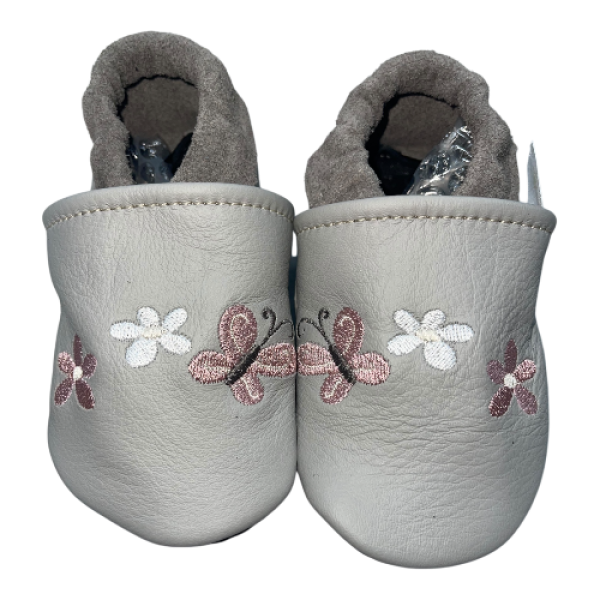 Lauflernschuhe Schmetterling & Blume auf grau