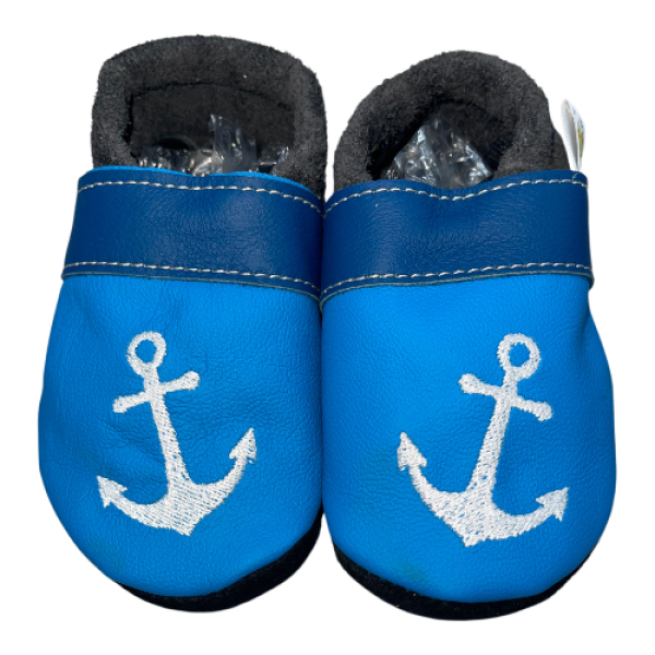 Krabbelschuhe Anker auf blau
