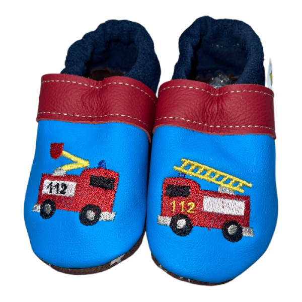 Lederpuschen Feuerwehr auf blau mit Stoppy