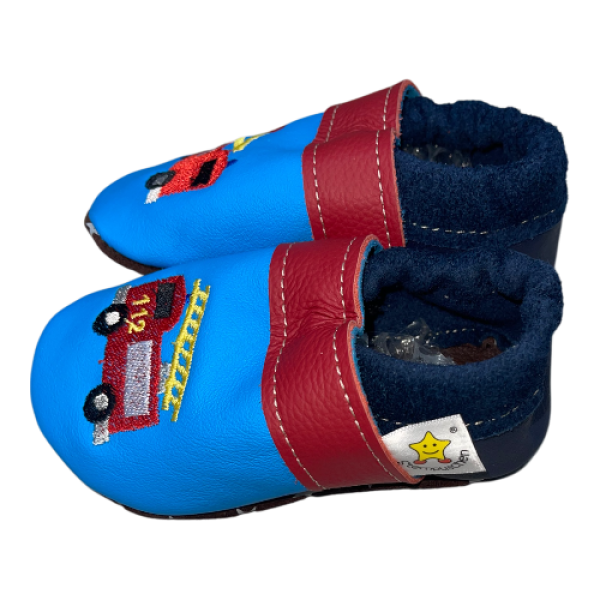 Lederpuschen Feuerwehr auf blau mit Stoppy