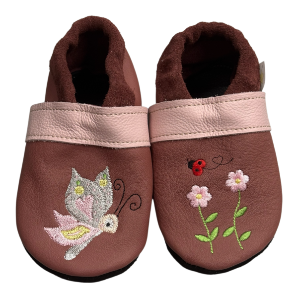 Lederpuschen Schmetterling & Blume