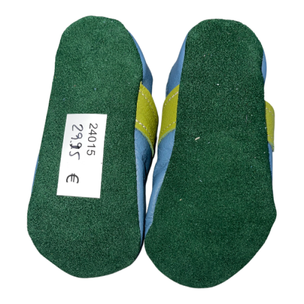 Lederpuschen Trecker auf taubenblau