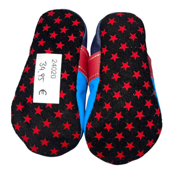 Lauflernschuhe Feuerwehr auf taubenblau mit Stoppy
