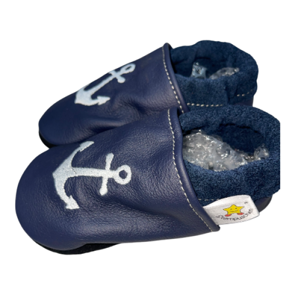 Krabbelschuhe Anker auf blau