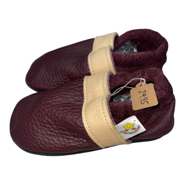 Krabbelschuhe in bordeaux mit Gummisohle Safety