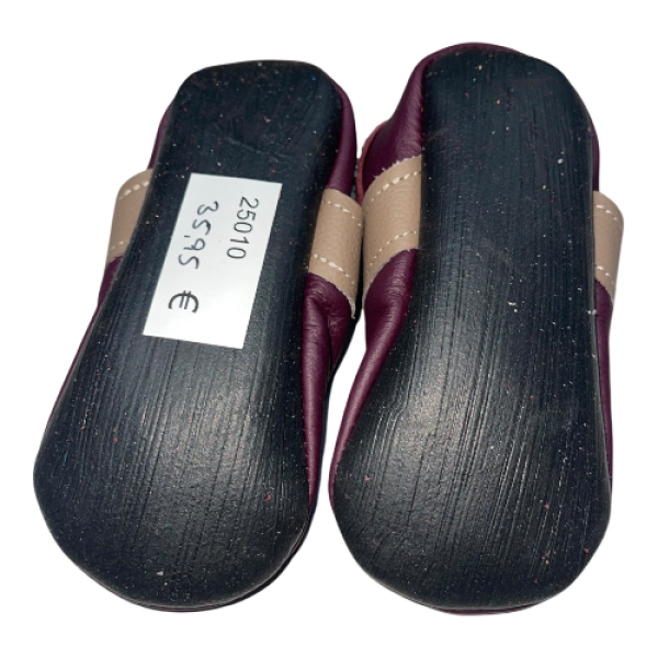 Krabbelschuhe Tiger auf bordeaux mit Latexsohle