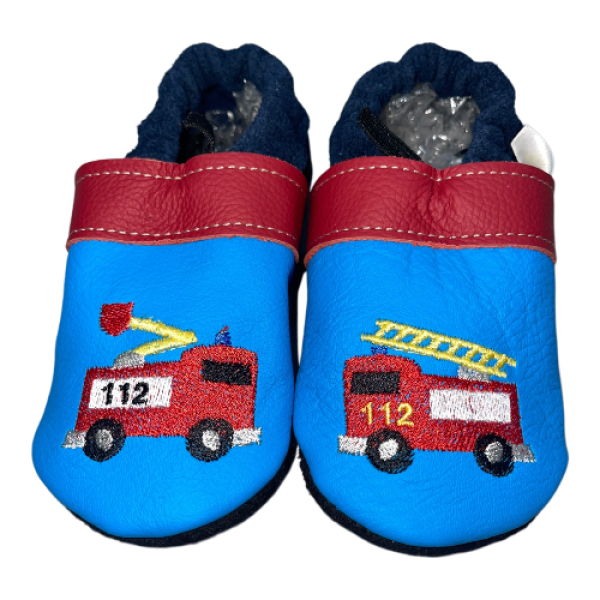 Lauflernschuhe Feuerwehr auf taubenblau