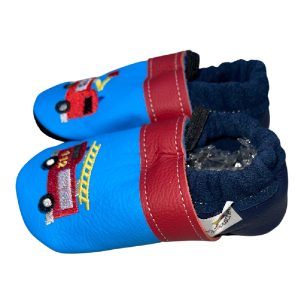 Lauflernschuhe Feuerwehr auf taubenblau