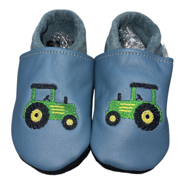 Krabbelschuhe Trecker auf taubenblau