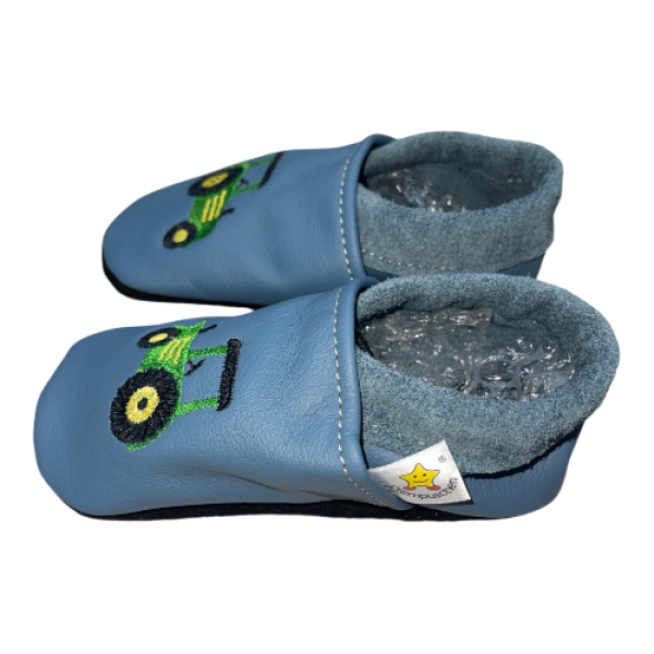 Krabbelschuhe Trecker auf taubenblau