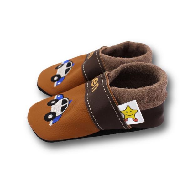 Krabbelschuhe Polizeiauto braun
