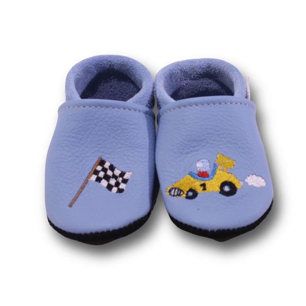Krabbelschuhe Autorennen Zielflagge