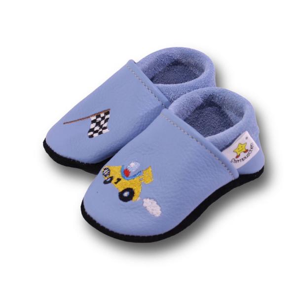 Krabbelschuhe Autorennen Zielflagge