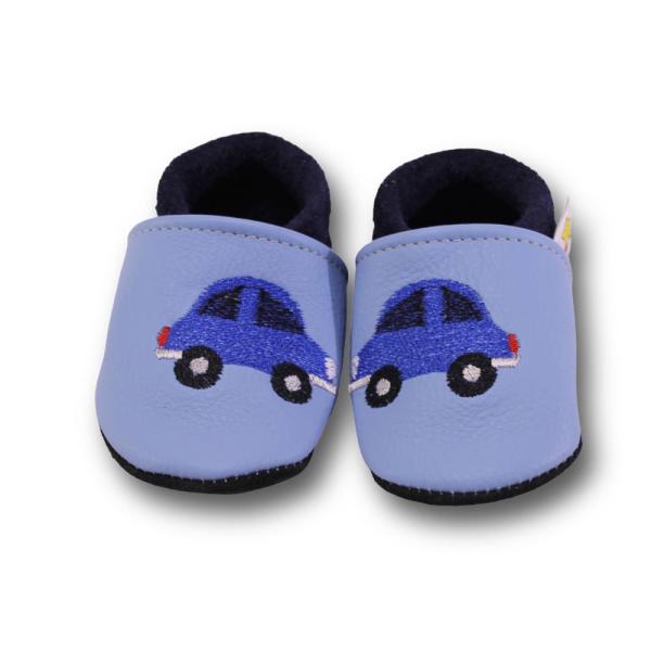 Krabbelschuhe kleines blaues Auto