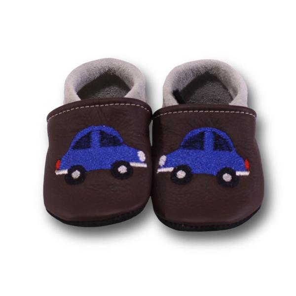 Krabbelschuhe kleines blaues Auto