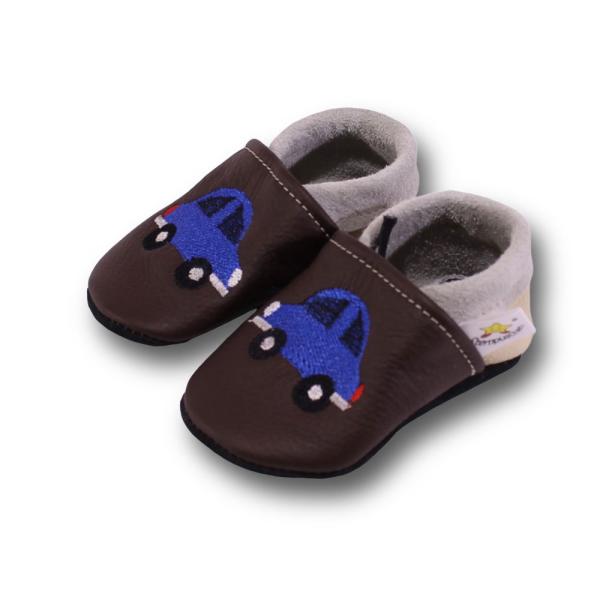 Krabbelschuhe kleines blaues Auto