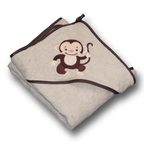 Kapuzenbadetuch Affe auf beige