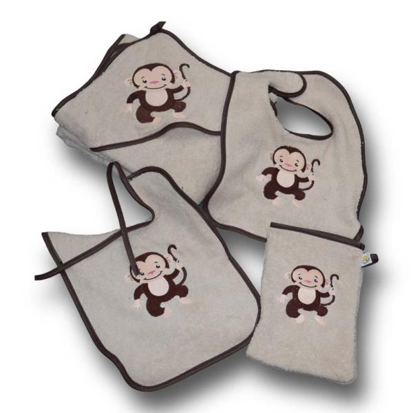 Kapuzenbadetuch Affe auf beige