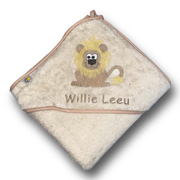 Kapuzenbadetuch Löwe auf beige