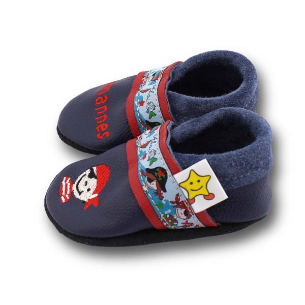 Lauflernschuh Pirat blau mit Webband
