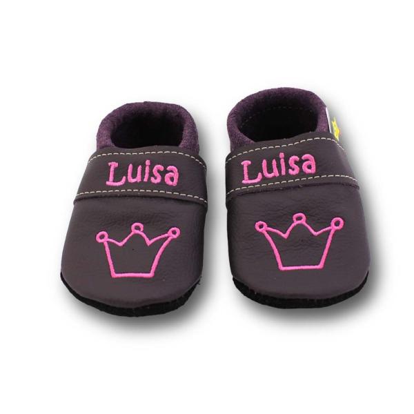 Lederpuschen Krone lila