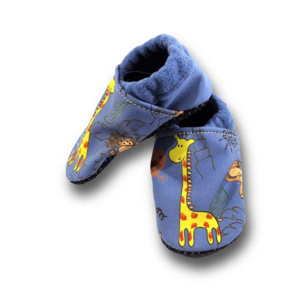 Vegane Krabbelpuschen Giraffe und Affe