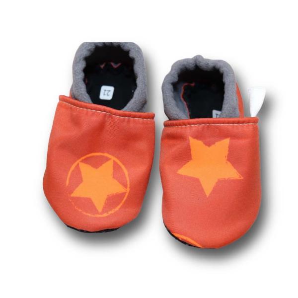 Vegane Schuhe Sterne auf Neon orange