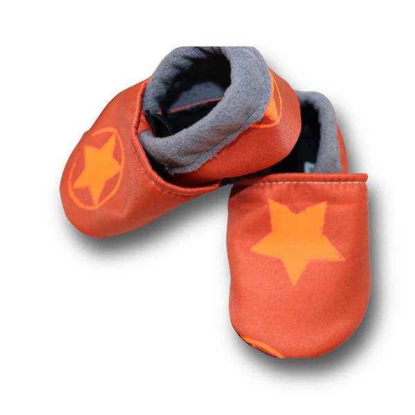 Vegane Schuhe Sterne auf Neon orange