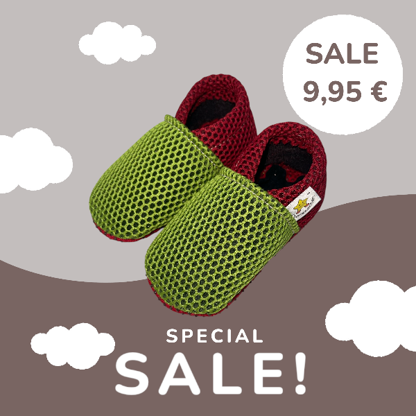 Vegane Netzgewebe Hausschuhe GRÜN-ROT