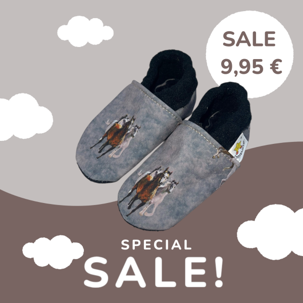 Vegane Krabbelschuhe PFERDE