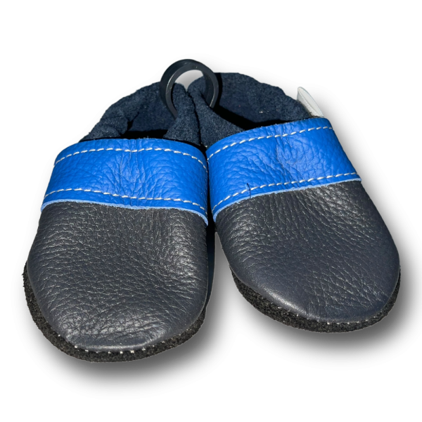 Krabbelschuhe schwarz / royalblau