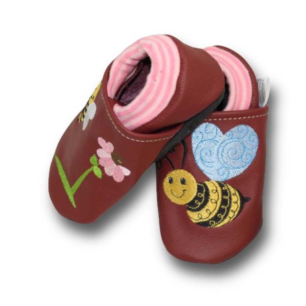 Krabbelschuhe Biene mit Softbündchen