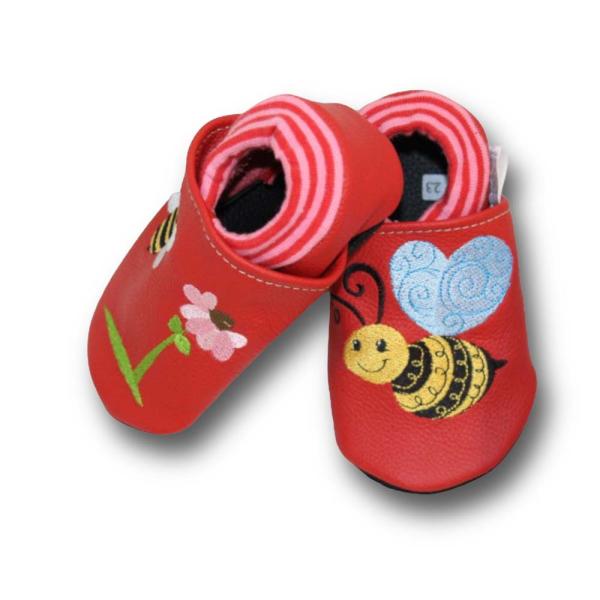Krabbelschuhe Biene mit Softbündchen