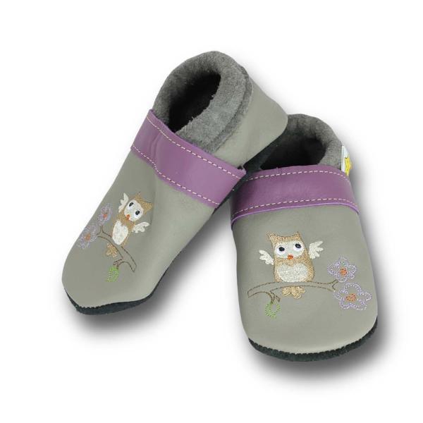 Krabbelschuhe Eule auf dem Ast