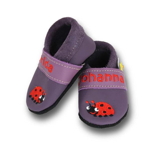 Lauflernschuhe Marienkäfer auf lila
