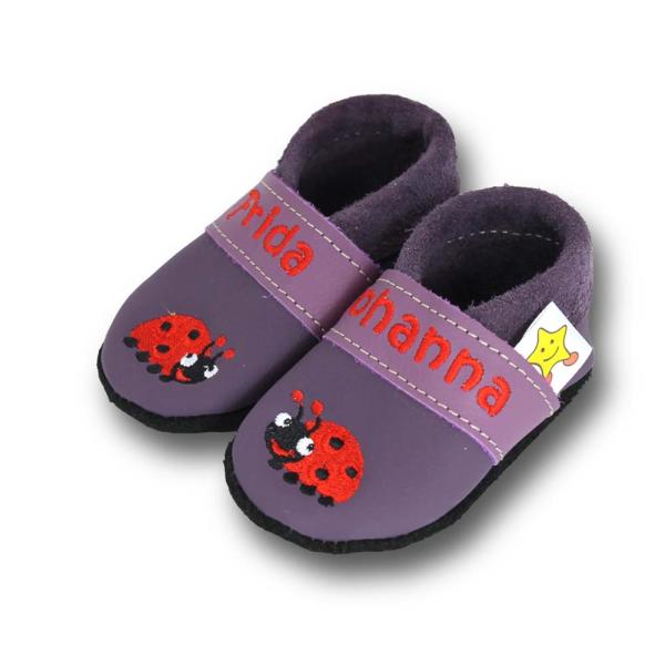Lauflernschuhe Marienkäfer auf lila