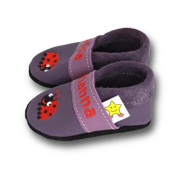 Lauflernschuhe Marienkäfer auf lila