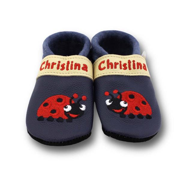 Lauflernschuhe Marienkäfer auf blau