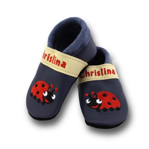 Lauflernschuhe Marienkäfer auf blau