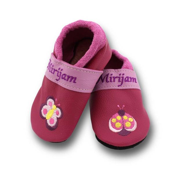 Krabbelschuhe Käfer auf pink