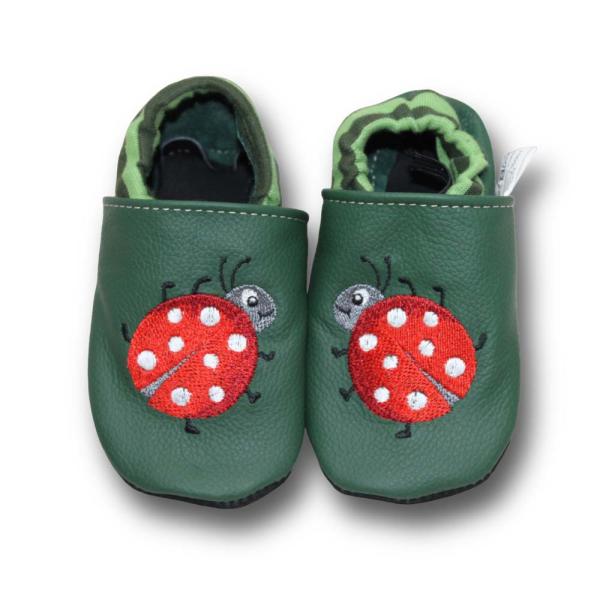 Krabbelschuhe Marienkäfer mit Softbündchen