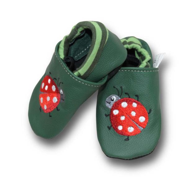 Krabbelschuhe Marienkäfer mit Softbündchen