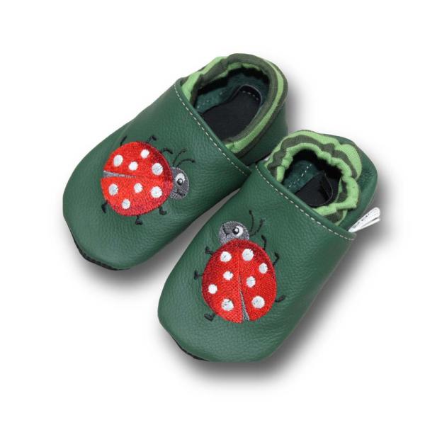 Krabbelschuhe Marienkäfer mit Softbündchen