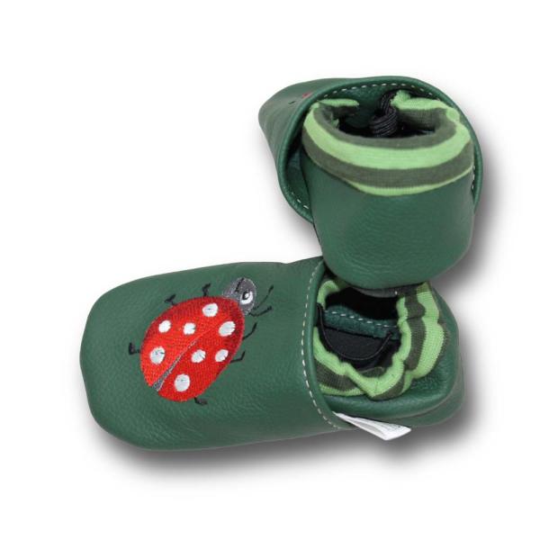 Krabbelschuhe Marienkäfer mit Softbündchen