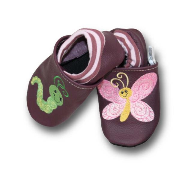 Lederpuschen  Schmetterling & Wurm mit Softbund