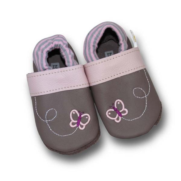 Krabbelschuhe Schmetterling mit Softbündchen