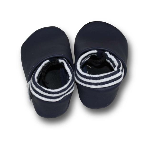 Krabbelschuhe blau mit Softbund gestreift